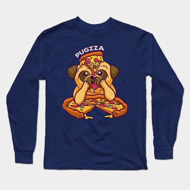 Pizza lover - Pug dog pizza shirt Long Sleeve T-Shirt by OutfittersAve